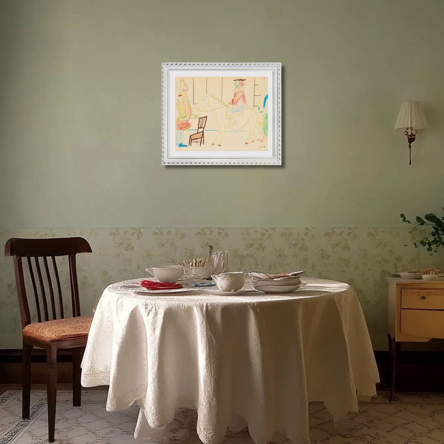 Pablo Picasso Wall Art Clown Knight And Woman Poster Framed Art