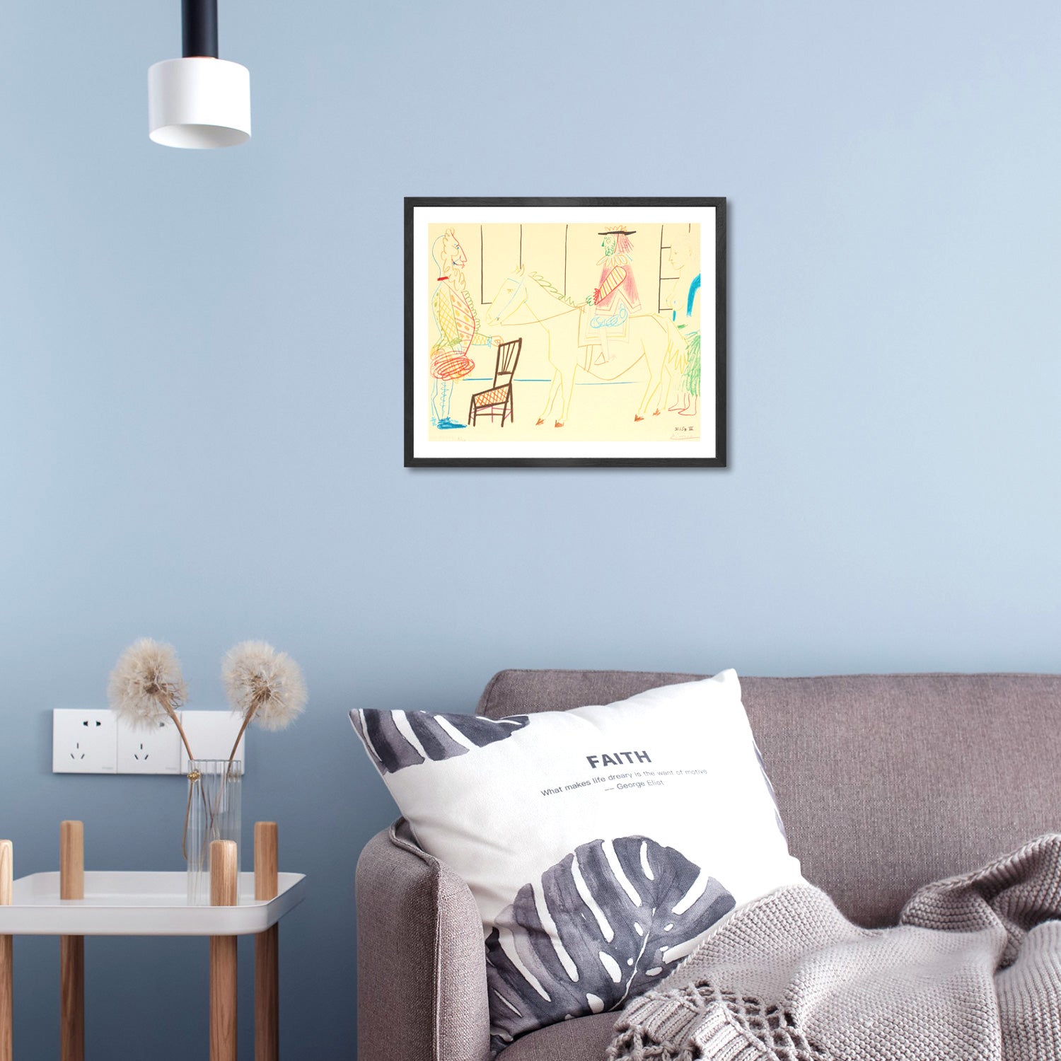 Pablo Picasso Wall Art Clown Knight And Woman Poster Framed Art