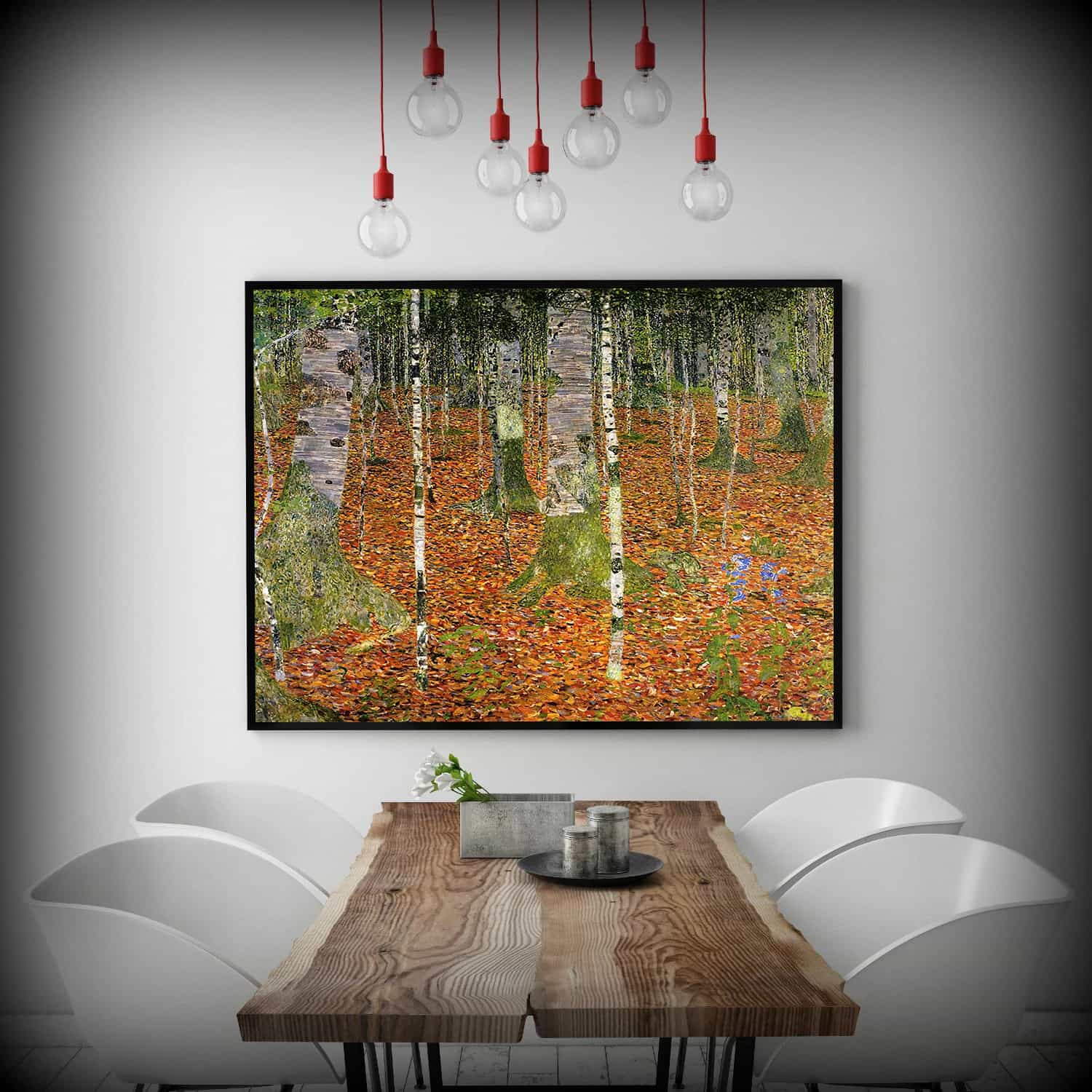 Farmhouse With Birch Trees Canvas Art
