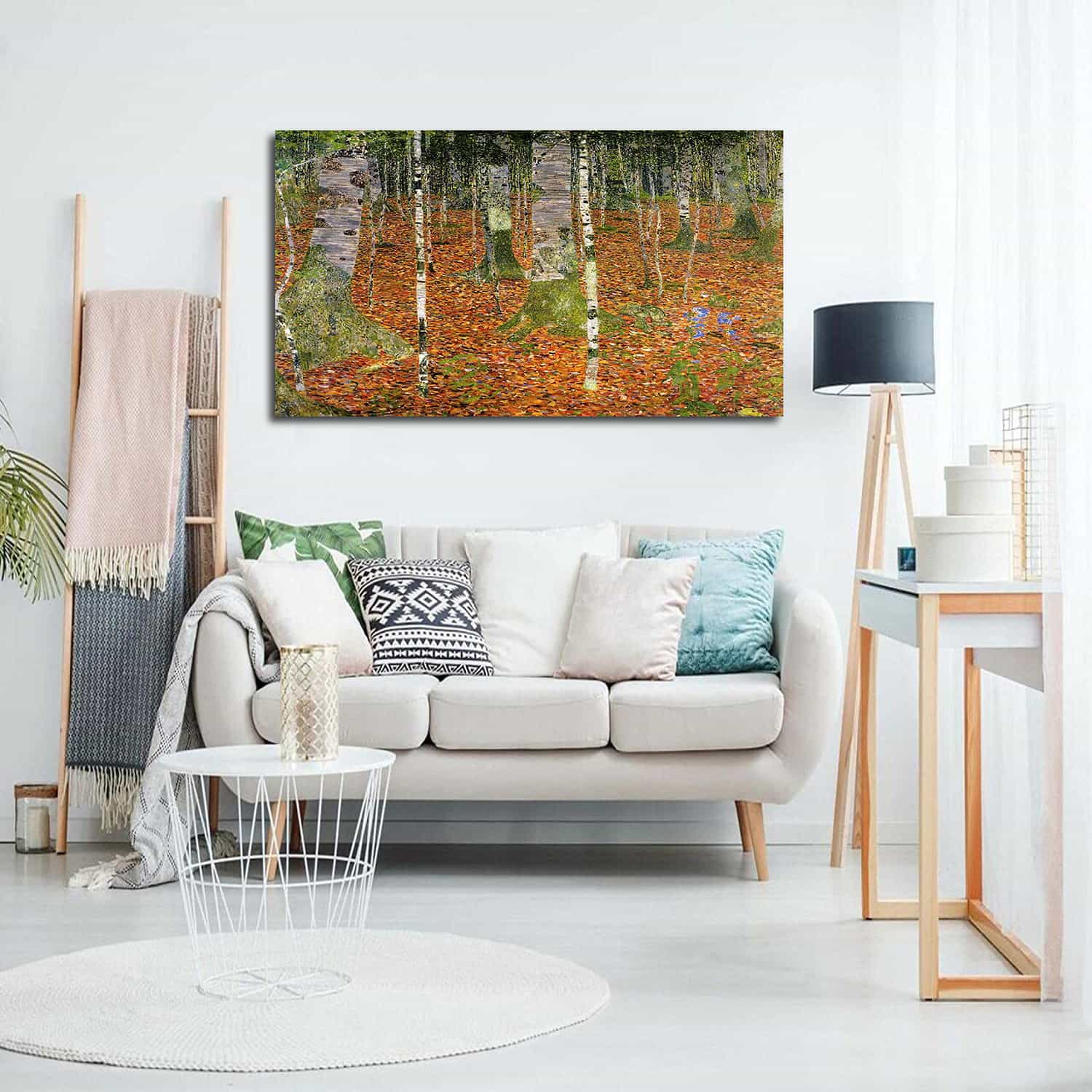 Farmhouse With Birch Trees Canvas Art