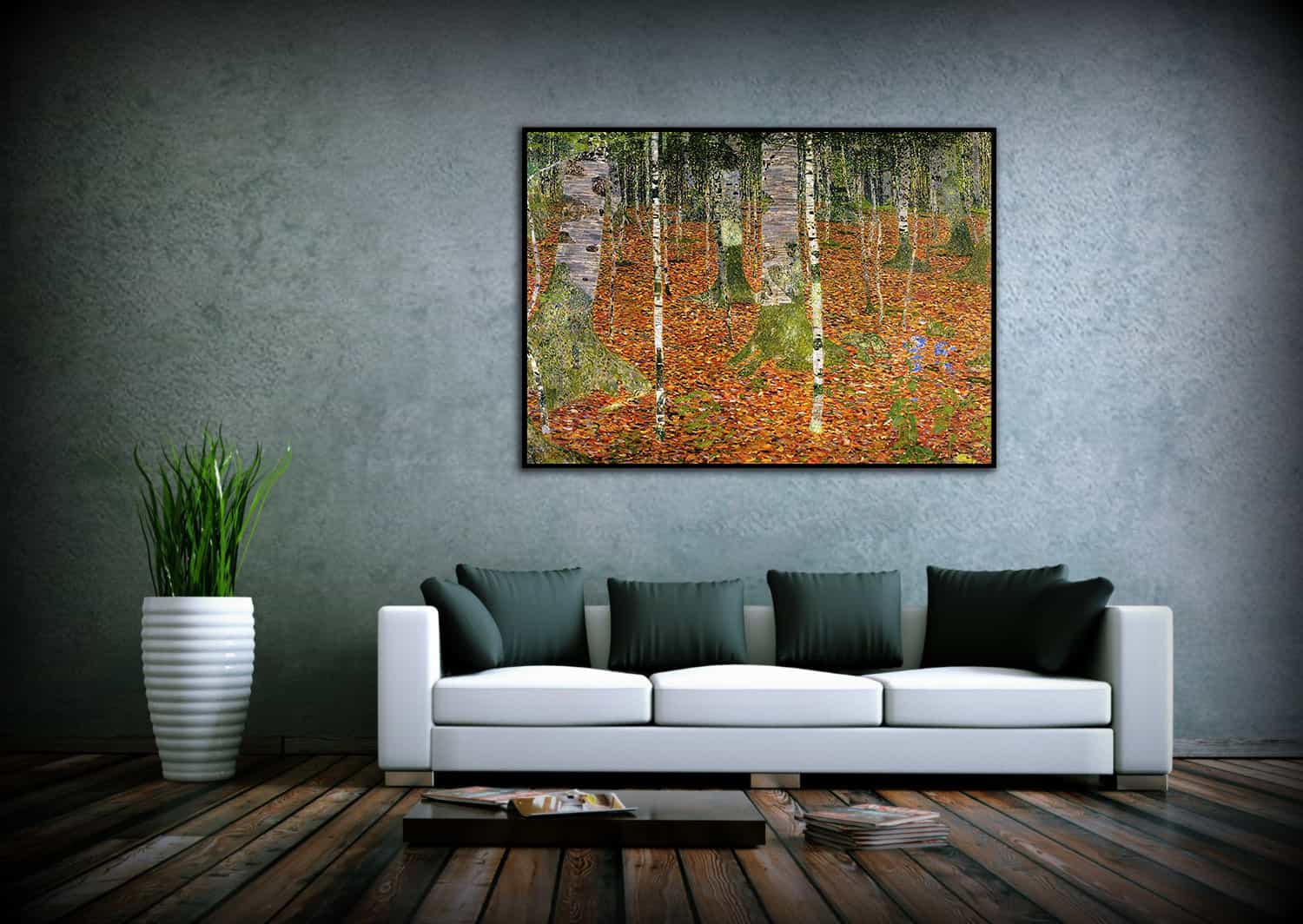 Farmhouse With Birch Trees Canvas Art