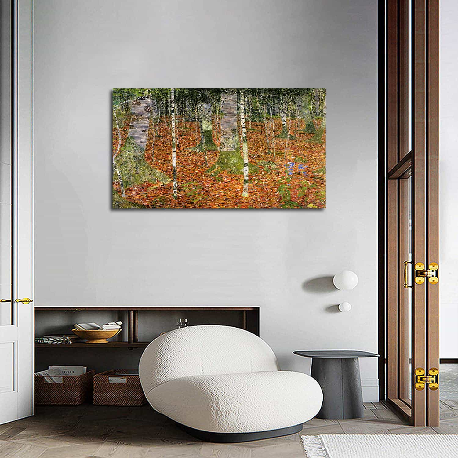 Farmhouse With Birch Trees Canvas Art
