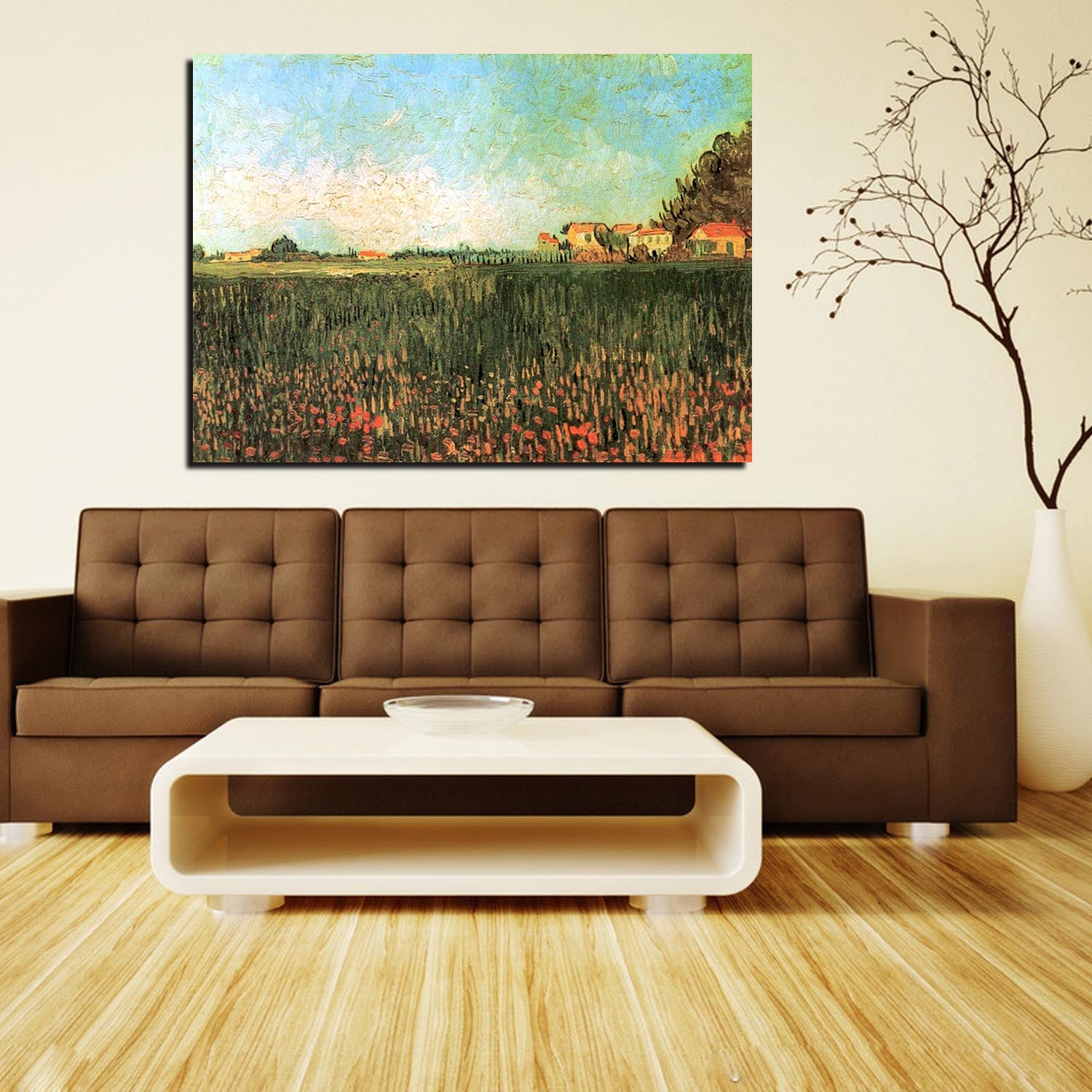 Farmhouses in a Wheat Field Near Arles Canvas Art