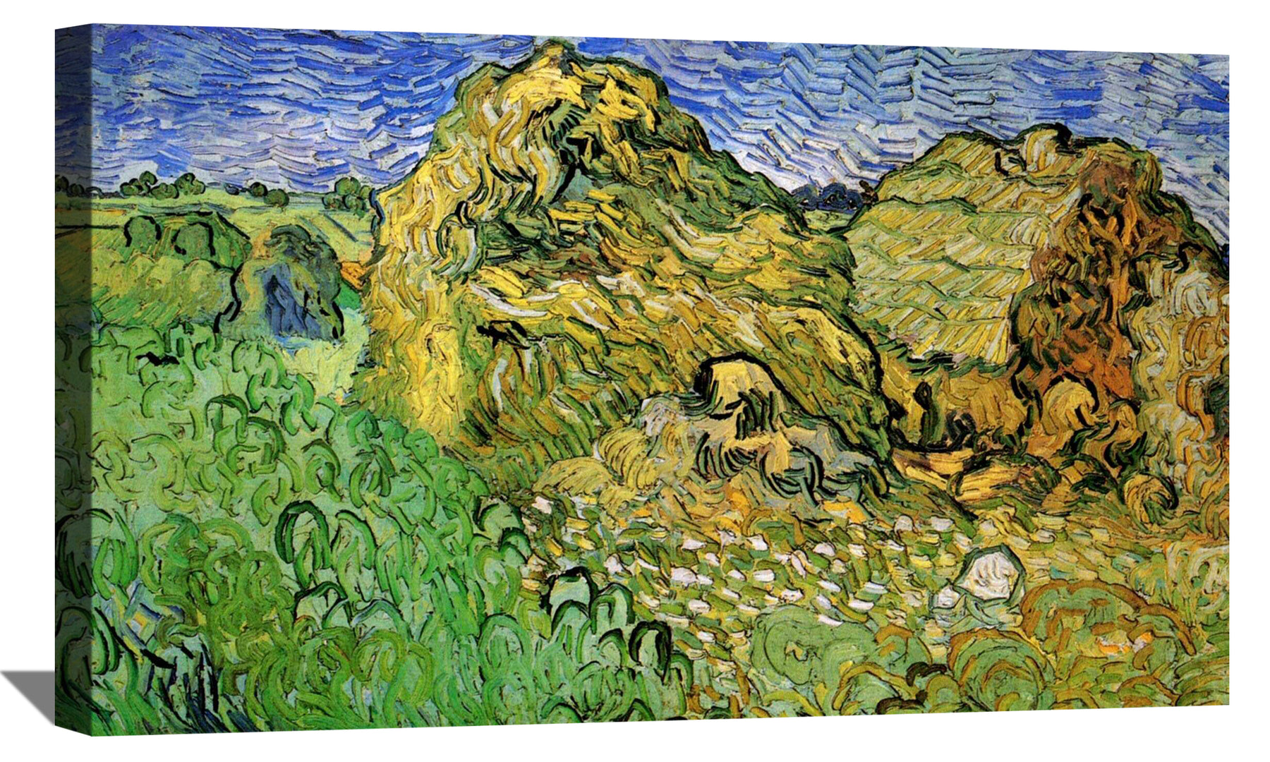 Field with Wheat Stacks Canvas Art