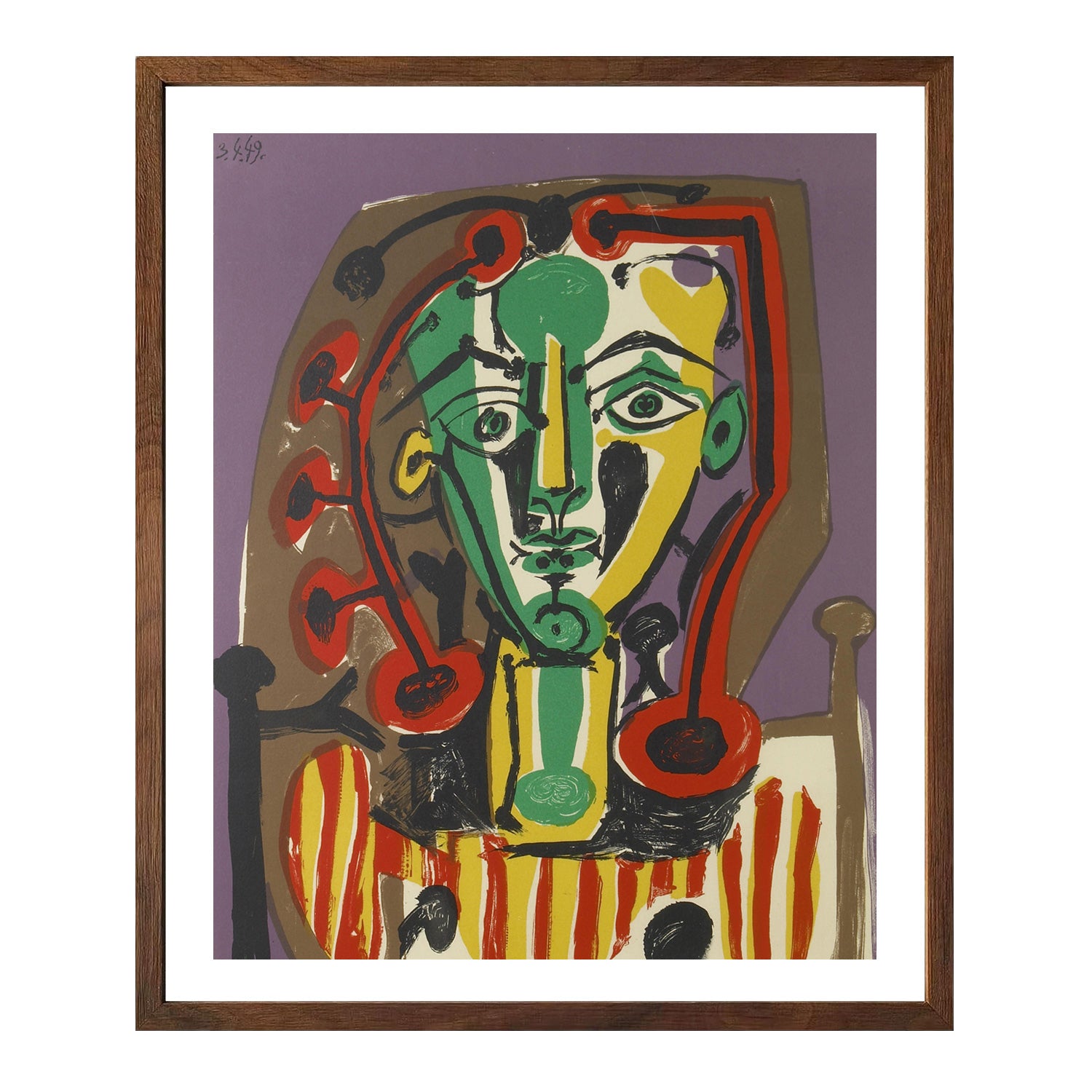 Pablo Picasso Wall Art Figure With Striped Bodice Poster Framed Art