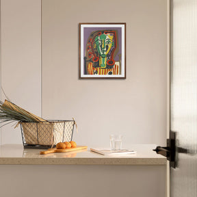 Pablo Picasso Wall Art Figure With Striped Bodice Poster Framed Art