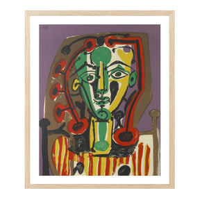 Pablo Picasso Wall Art Figure With Striped Bodice Poster Framed Art
