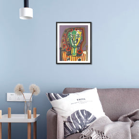 Pablo Picasso Wall Art Figure With Striped Bodice Poster Framed Art