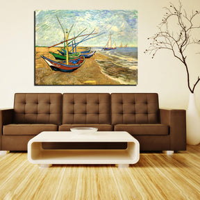 Fishing Boats on the Beach at Saintes Maries Canvas Art