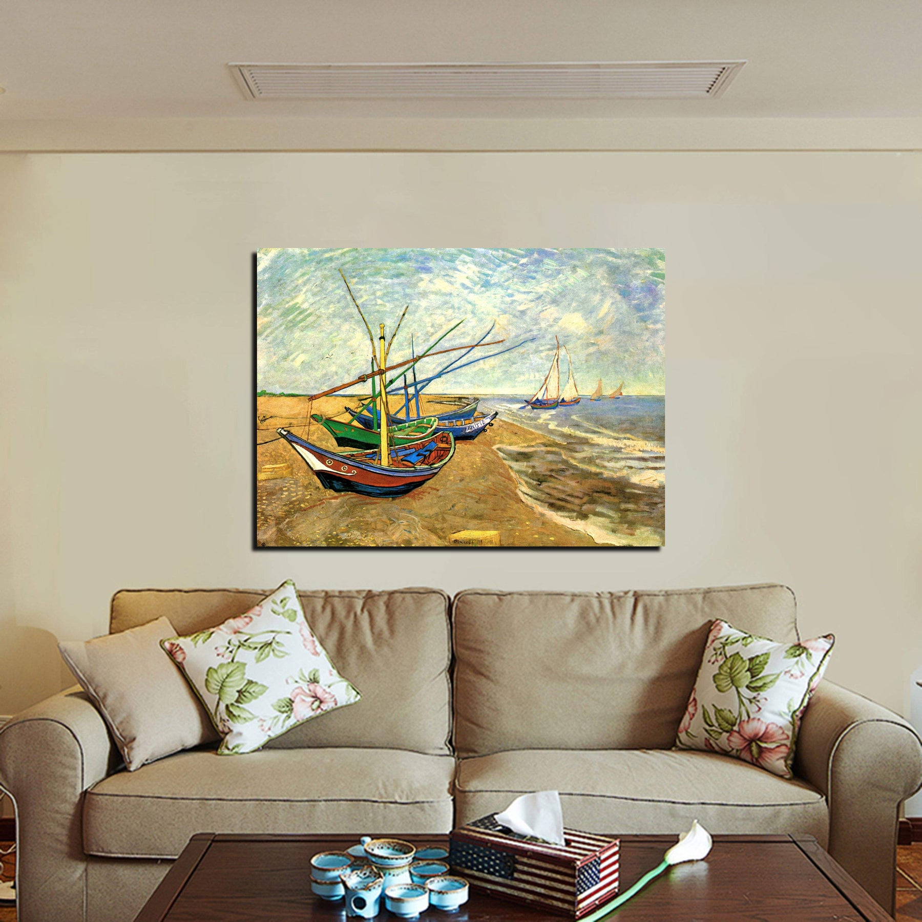 Fishing Boats on the Beach at Saintes Maries Canvas Art