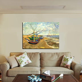 Fishing Boats on the Beach at Saintes Maries Canvas Art