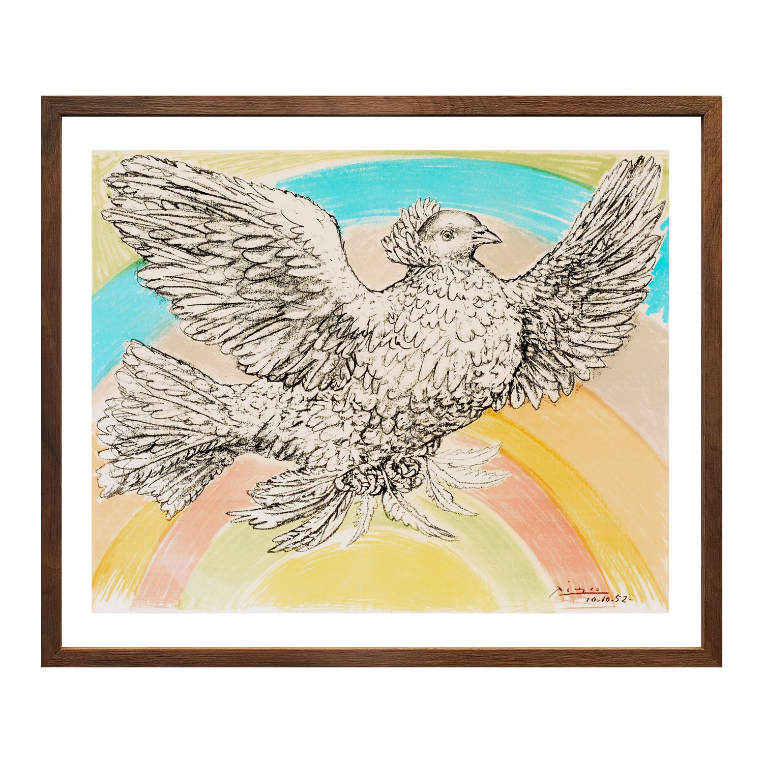 Pablo Picasso Wall Art Flying Dove Poster Framed Art