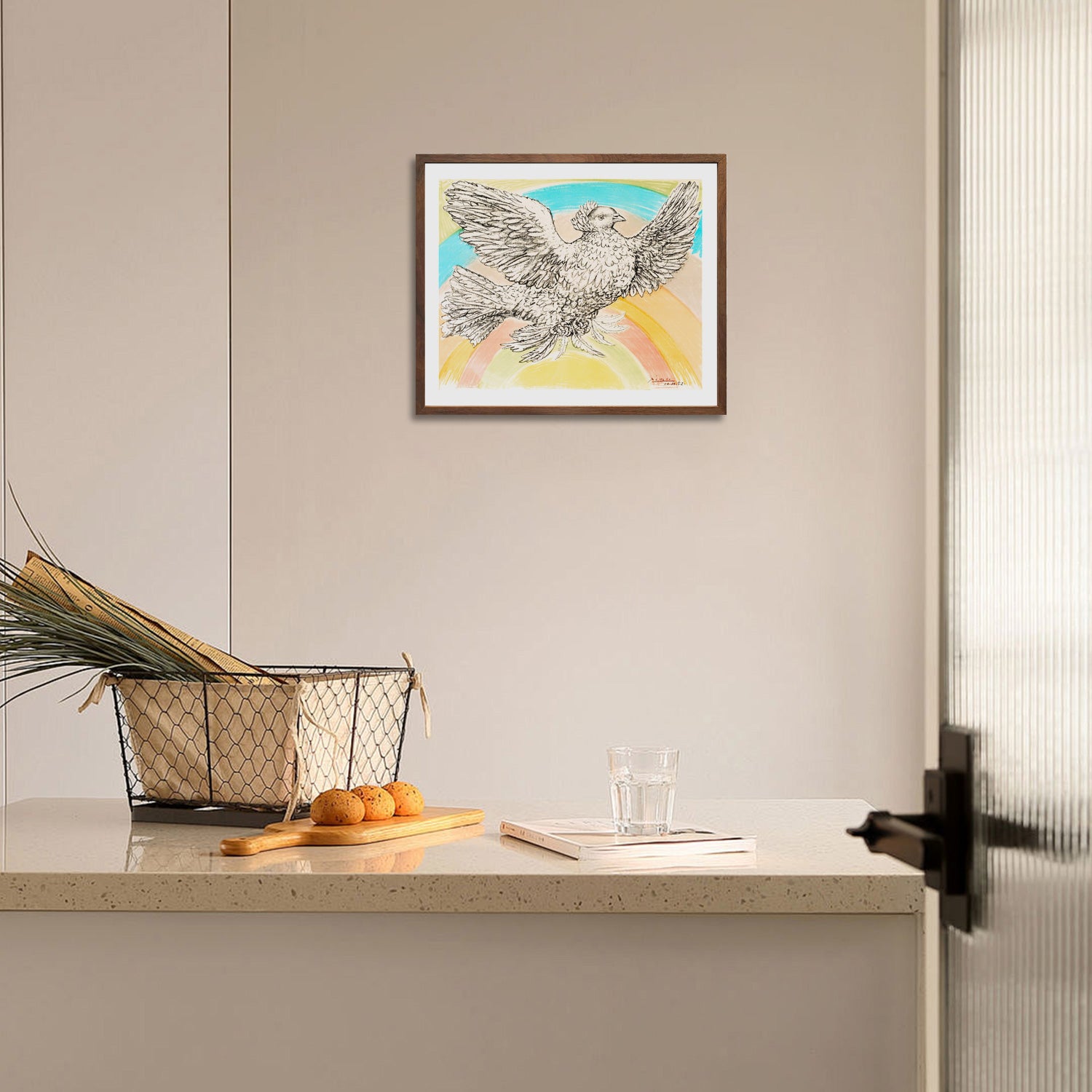 Pablo Picasso Wall Art Flying Dove Poster Framed Art