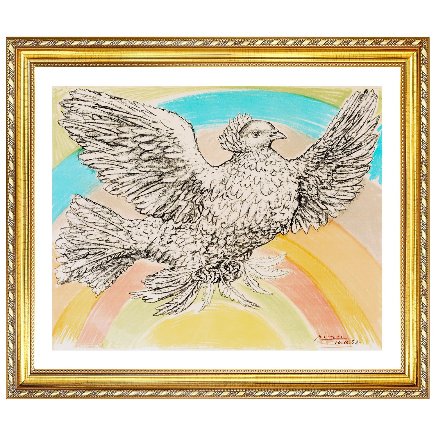 Pablo Picasso Wall Art Flying Dove Poster Framed Art