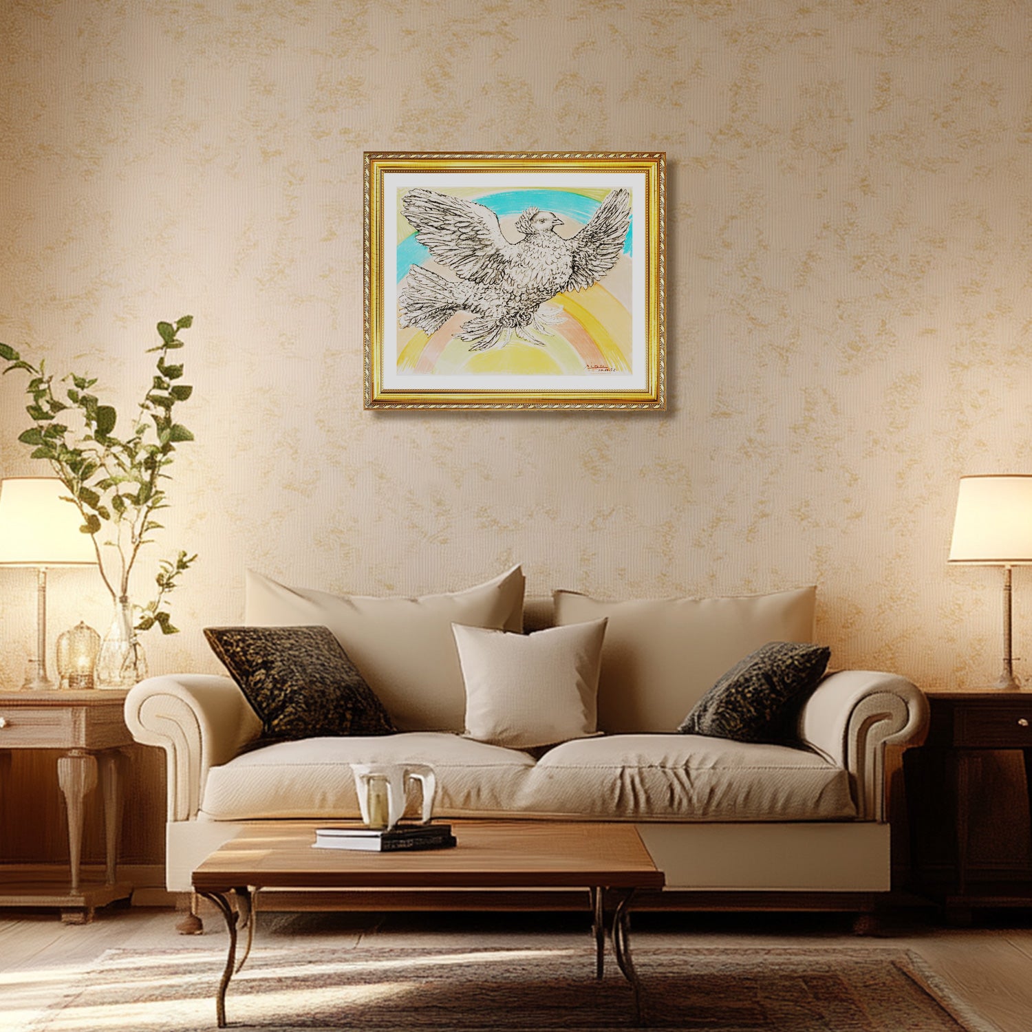 Pablo Picasso Wall Art Flying Dove Poster Framed Art