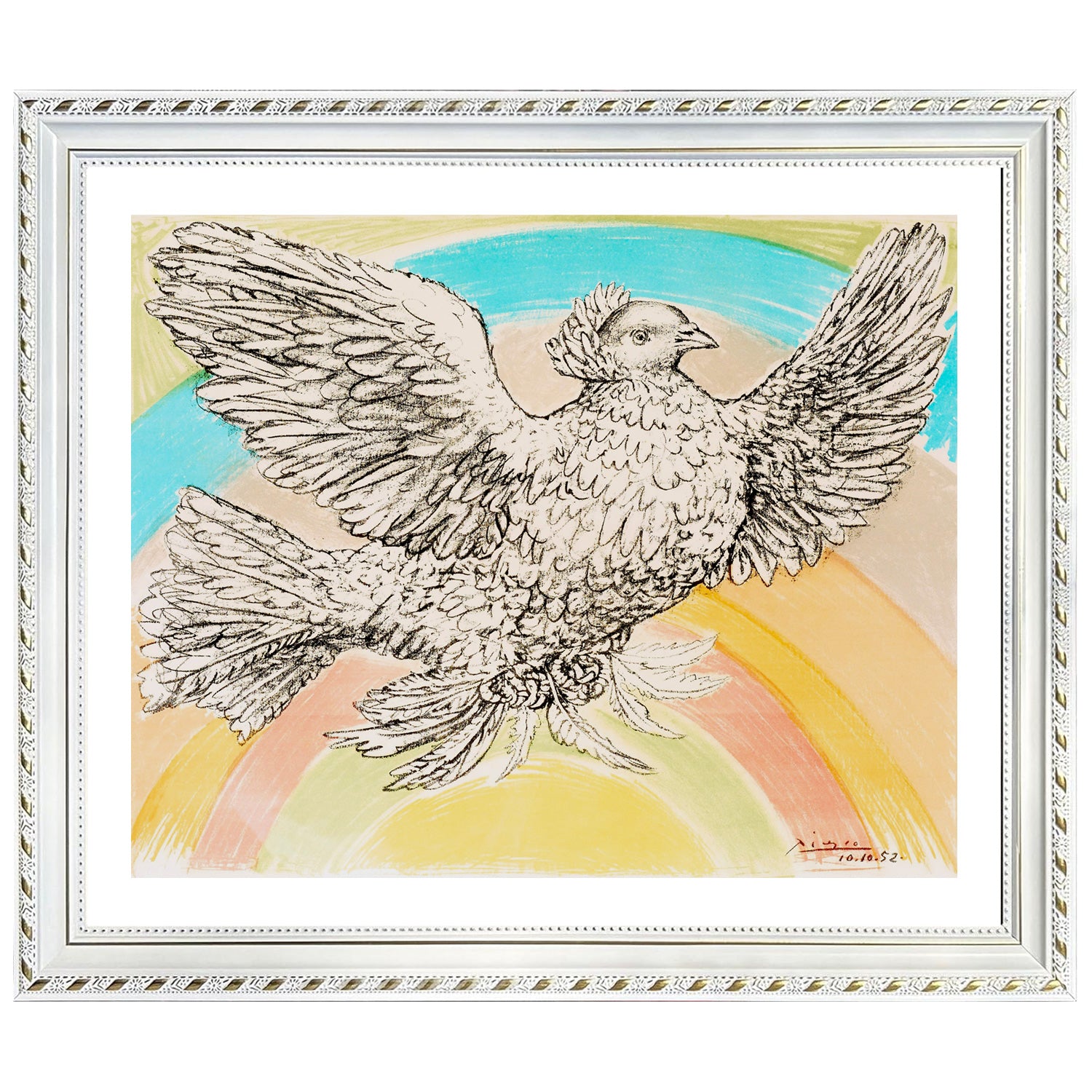 Pablo Picasso Wall Art Flying Dove Poster Framed Art