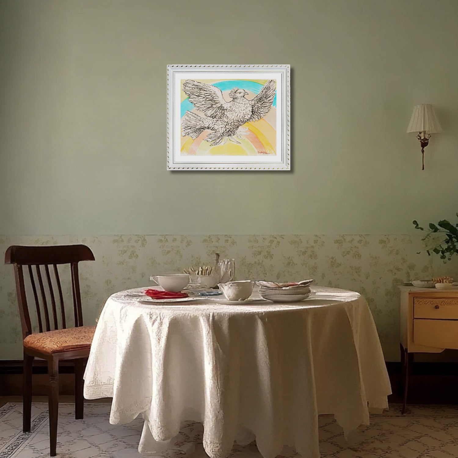 Pablo Picasso Wall Art Flying Dove Poster Framed Art