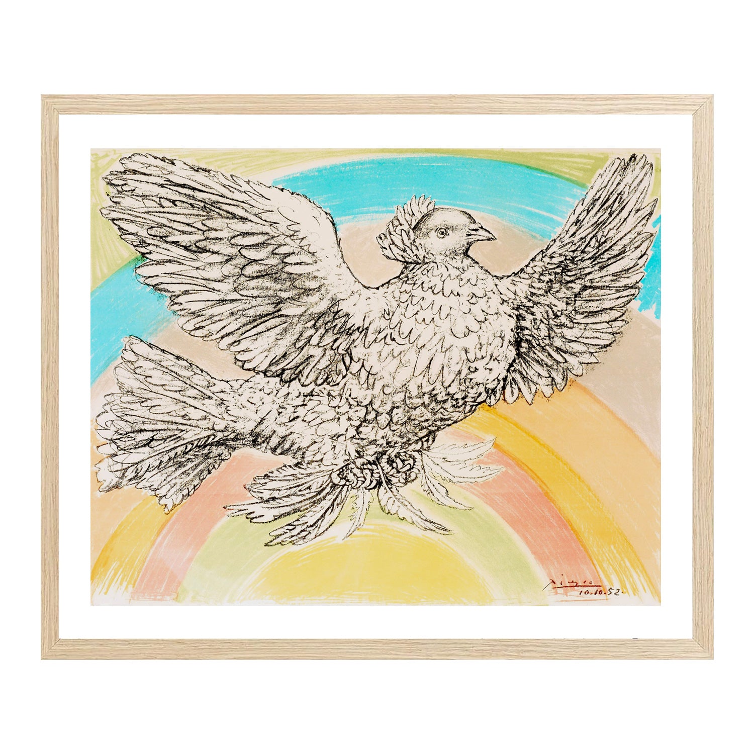 Pablo Picasso Wall Art Flying Dove Poster Framed Art