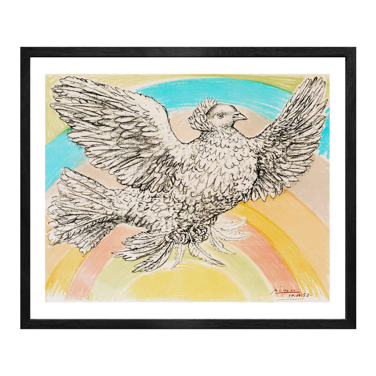 Pablo Picasso Wall Art Flying Dove Poster Framed Art