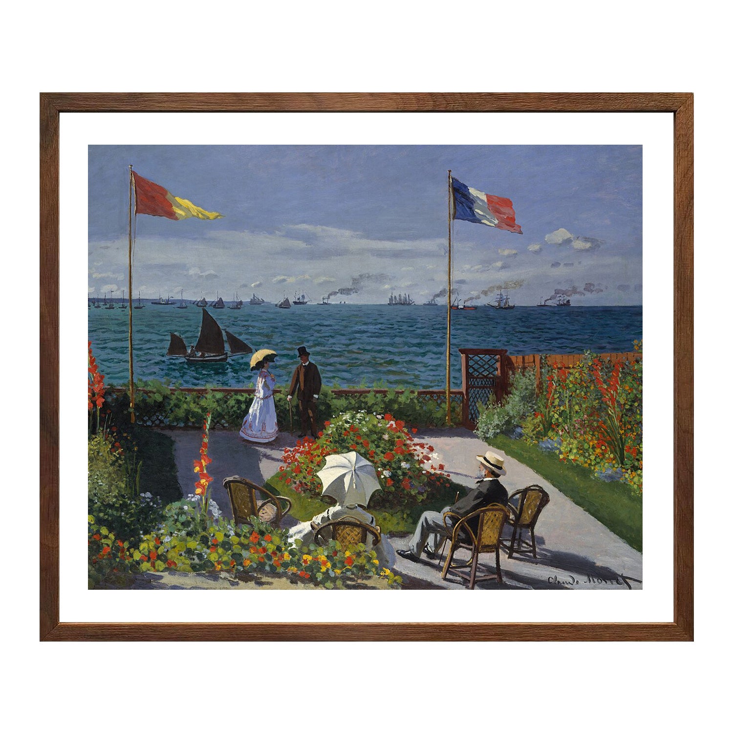 Claude Monet Wall Art Garden At Sainte Adresse Poster Framed
