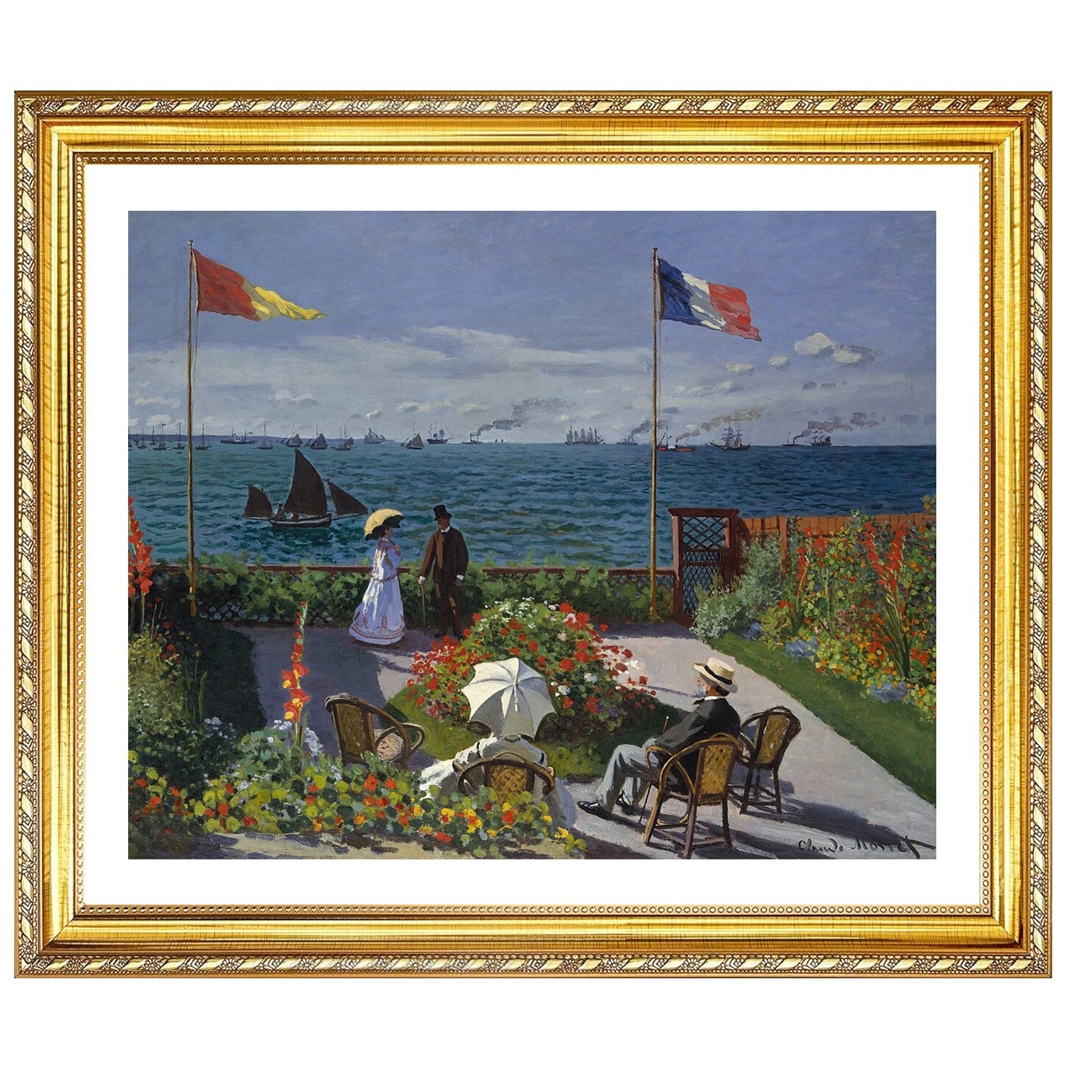 Claude Monet Wall Art Garden At Sainte Adresse Poster Framed