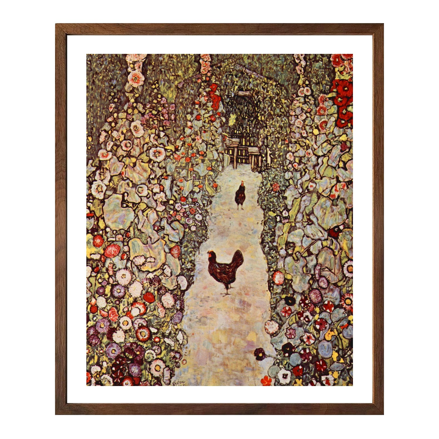 Gustav Klimt Wall Art Garden With Roosters Poster Framed Klimt Art