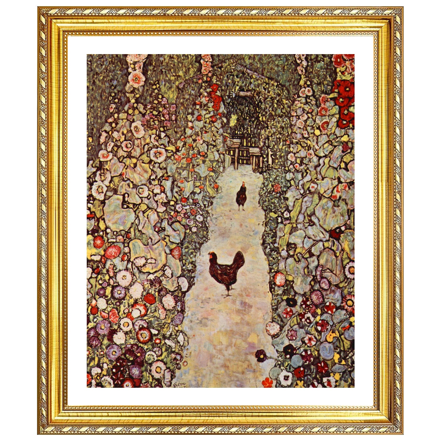 Gustav Klimt Wall Art Garden With Roosters Poster Framed Klimt Art