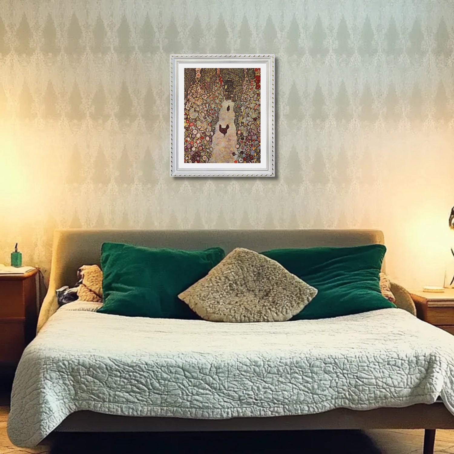 Gustav Klimt Wall Art Garden With Roosters Poster Framed Klimt Art