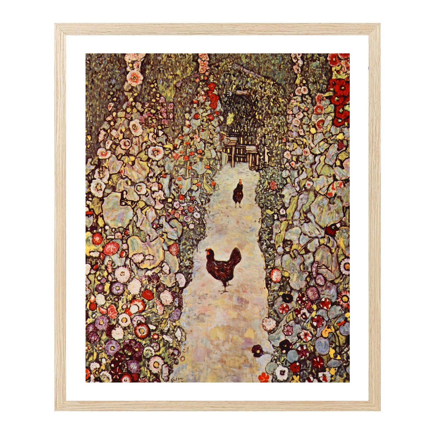 Gustav Klimt Wall Art Garden With Roosters Poster Framed Klimt Art