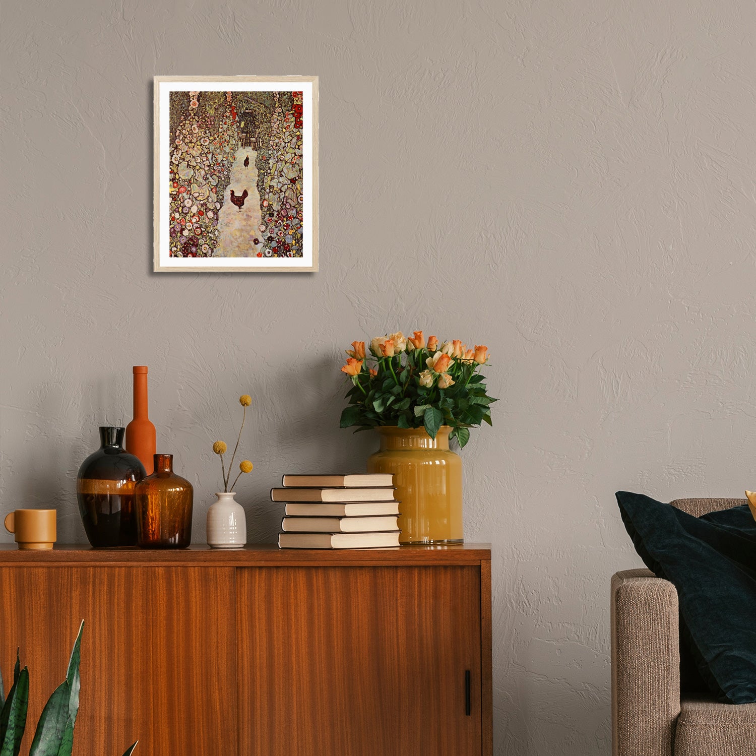 Gustav Klimt Wall Art Garden With Roosters Poster Framed Klimt Art
