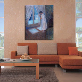 Girl Looking out the Window Canvas Art