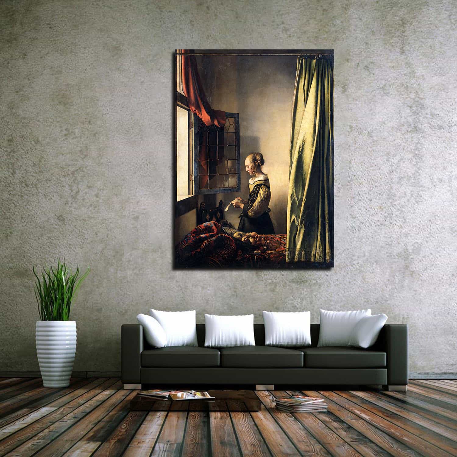 Girl Reading a Letter at an Open Window Canvas Art