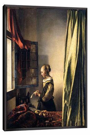 Girl Reading a Letter at an Open Window Canvas Art
