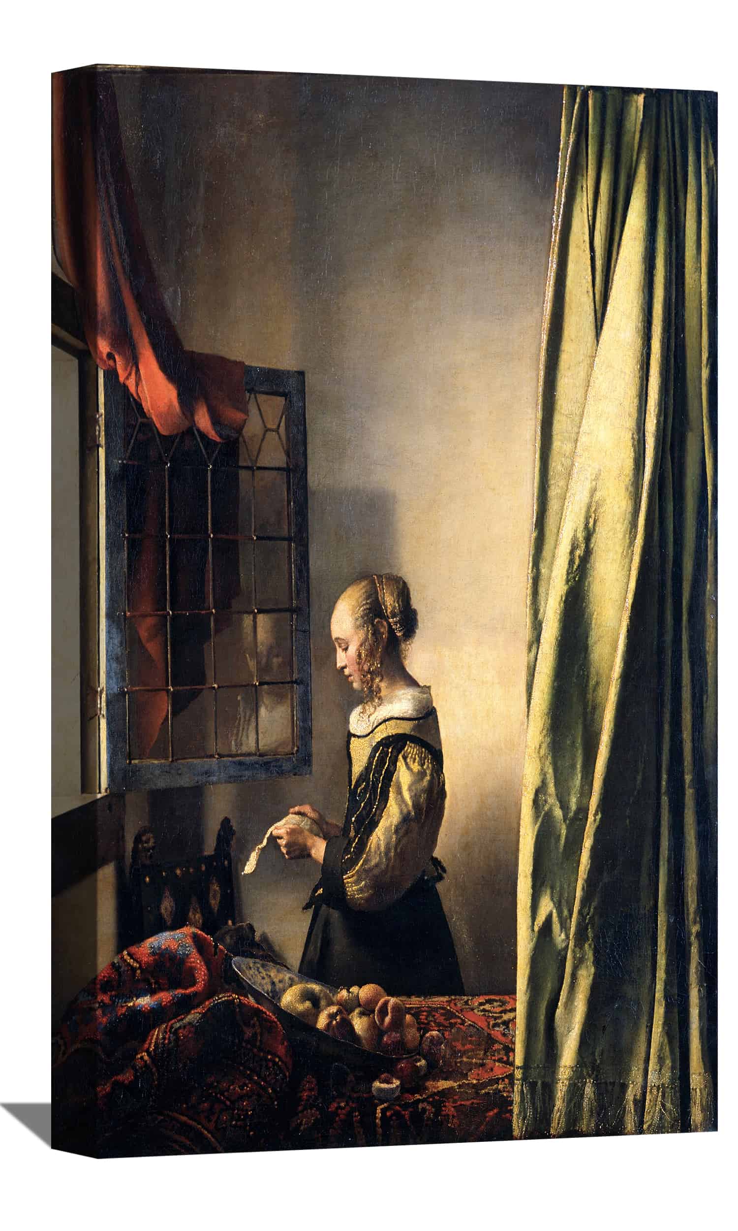 Girl Reading a Letter at an Open Window Canvas Art