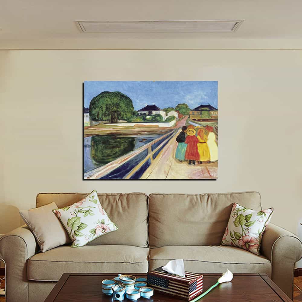 Girls On A Bridge Canvas Art