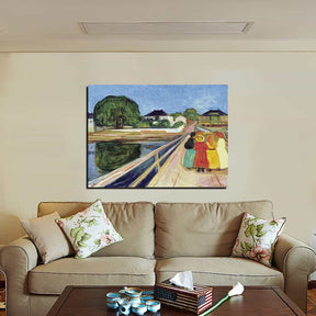 Girls On A Bridge Canvas Art