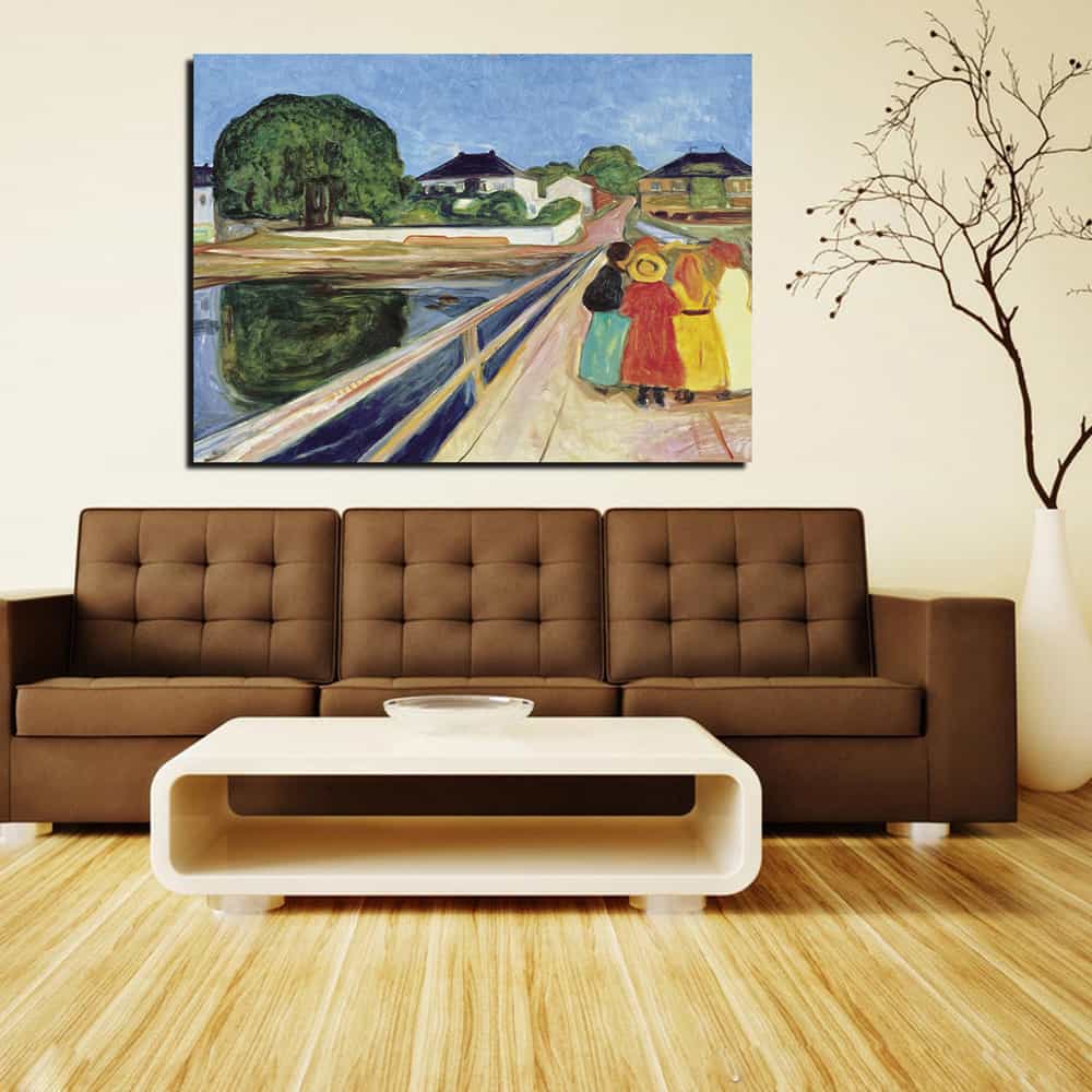 Girls On A Bridge Canvas Art
