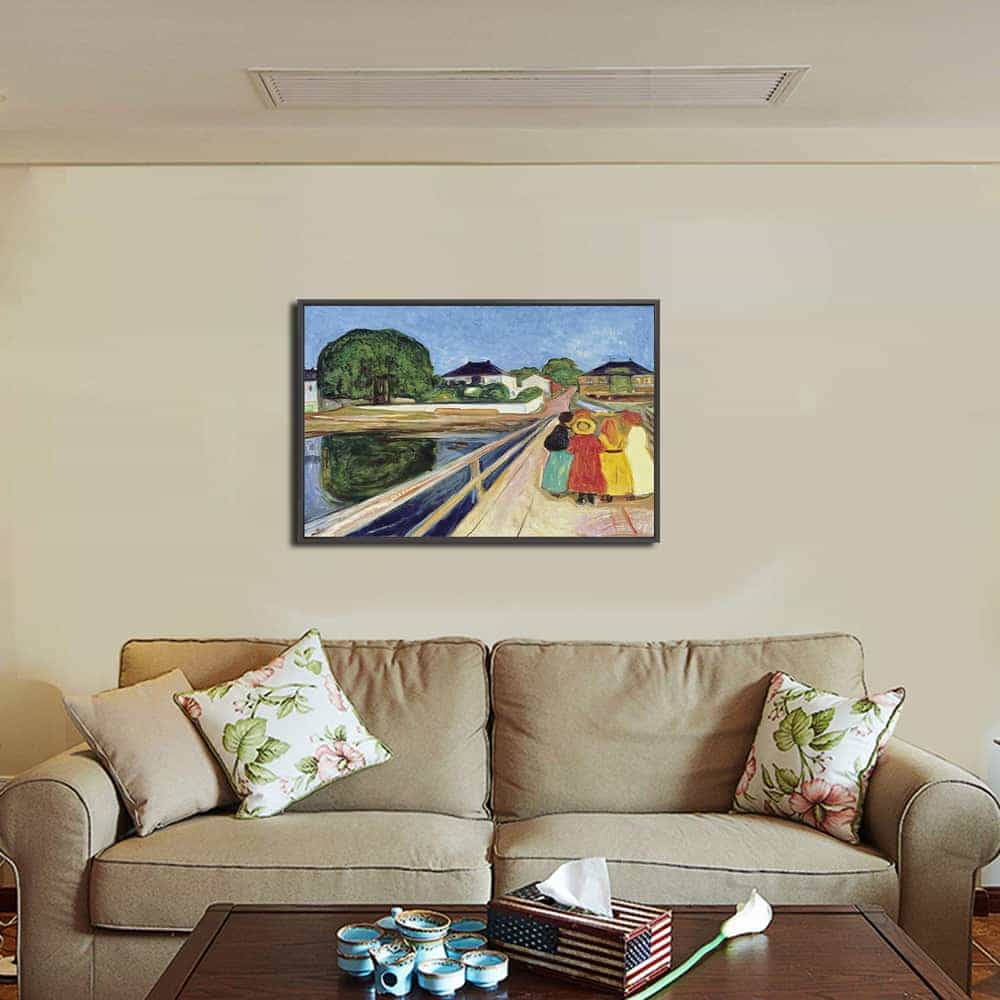 Girls On A Bridge Canvas Art