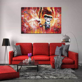 Gorilla Smoking Cigar Canvas Art