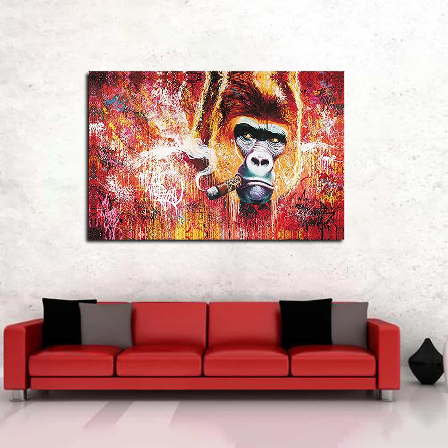 Gorilla Smoking Cigar Canvas Art
