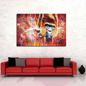 Gorilla Smoking Cigar Canvas Art