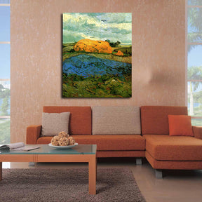 Haystacks under a Rainy Sky Canvas Art