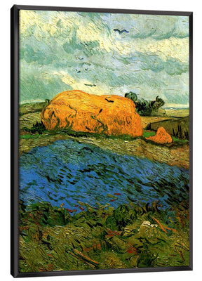 Haystacks under a Rainy Sky Canvas Art