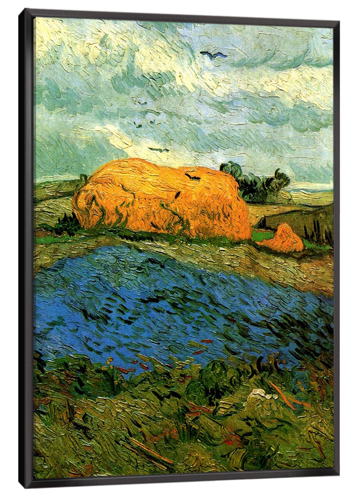 Haystacks under a Rainy Sky Canvas Art