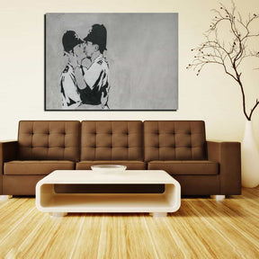 Kissing Cops Canvas Art