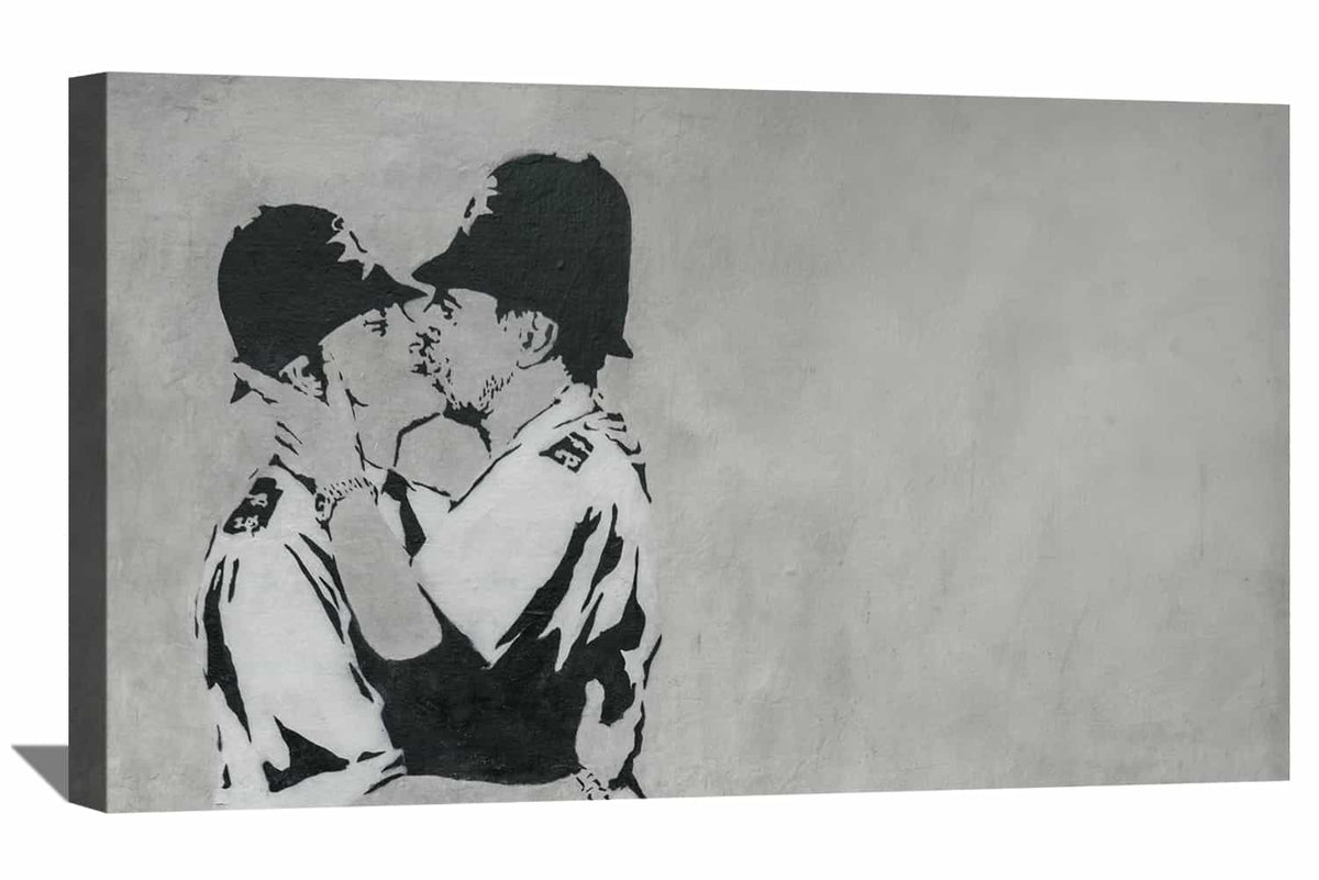 Kissing Cops Canvas Art