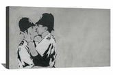 Kissing Cops Canvas Art