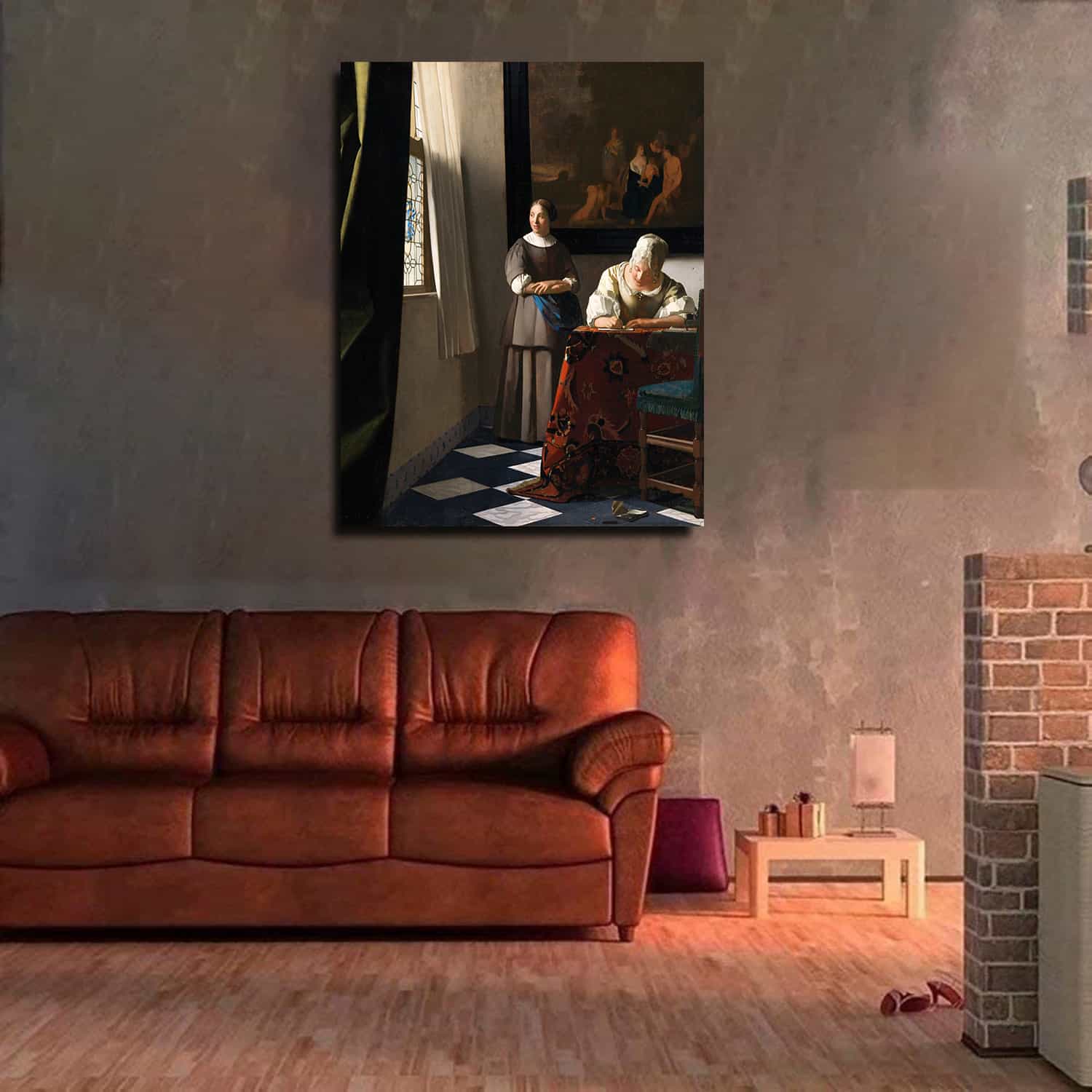 Lady Writing a Letter with her Maid Canvas Art