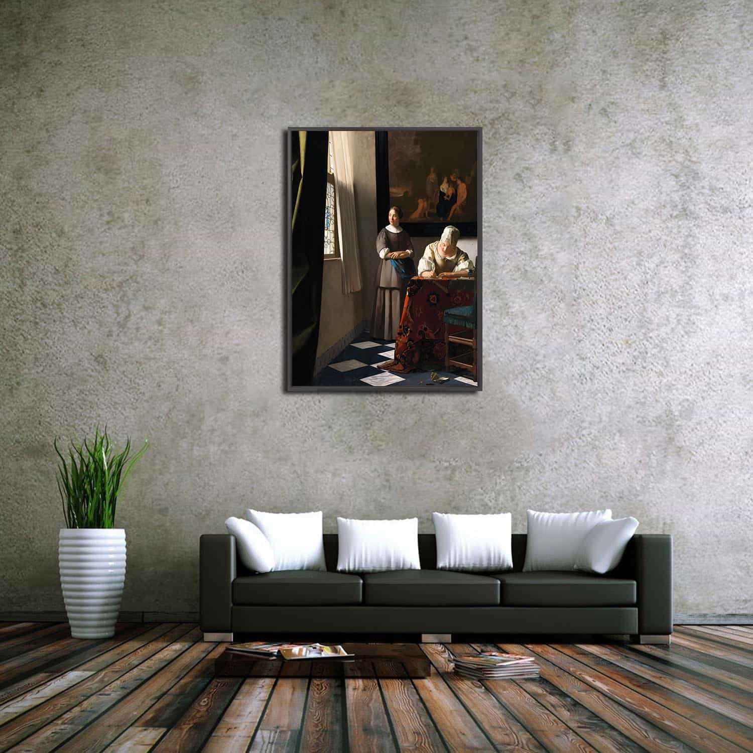 Lady Writing a Letter with her Maid Canvas Art