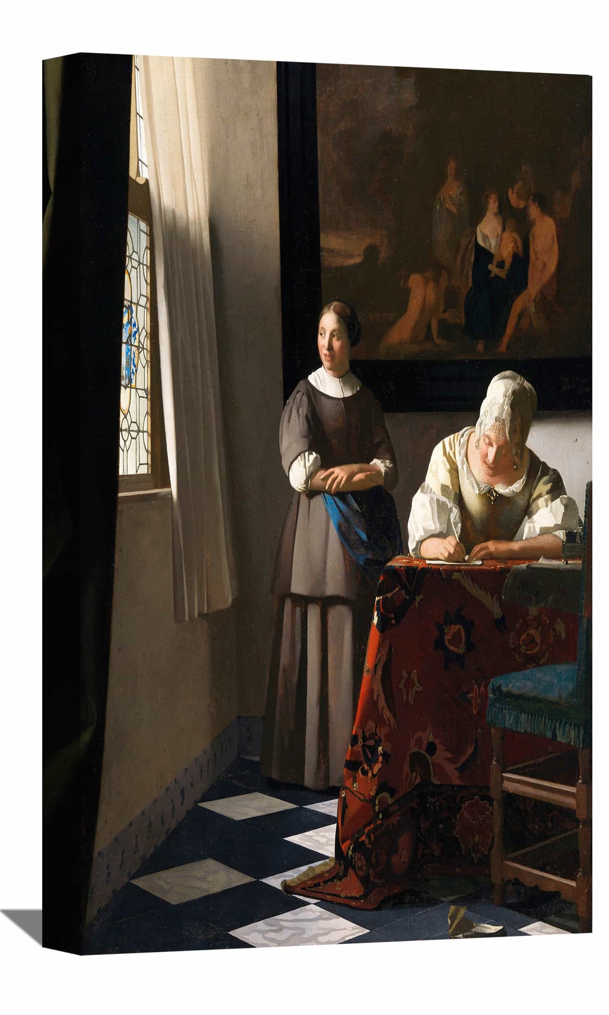 Lady Writing a Letter with her Maid Canvas Art